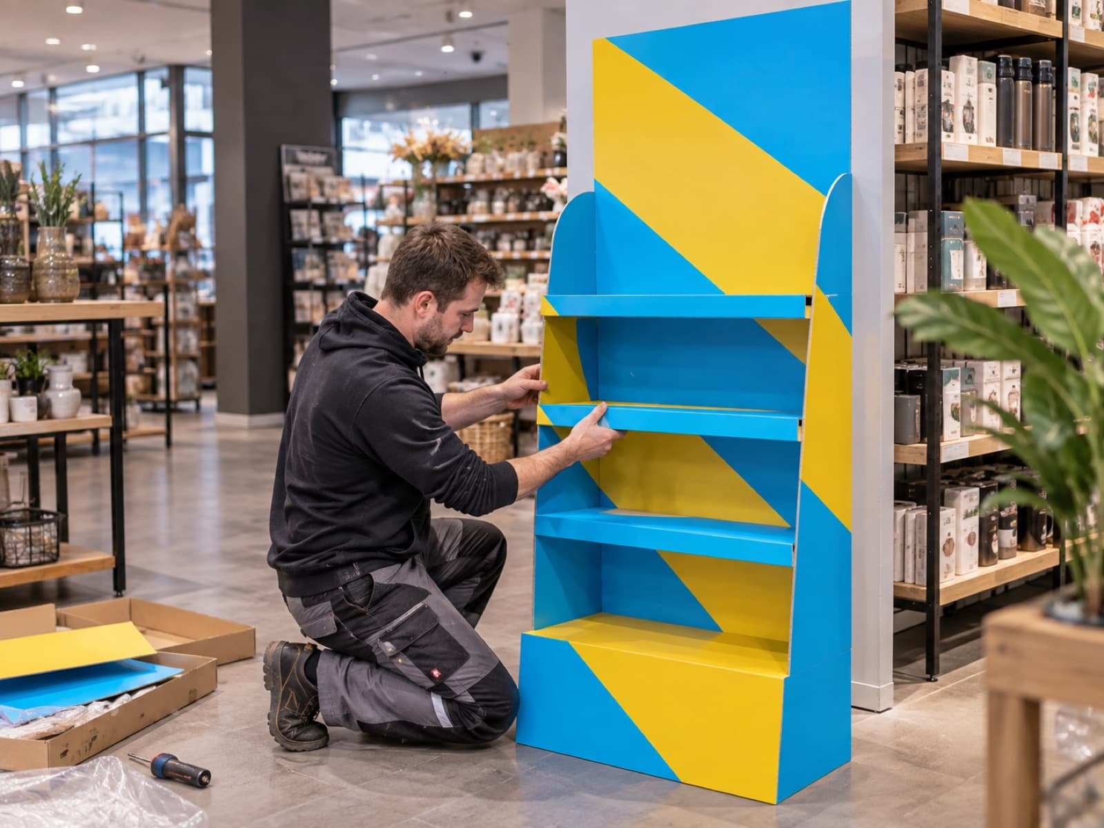 Gestaltete Verkaufsfläche mit Displaysystemen